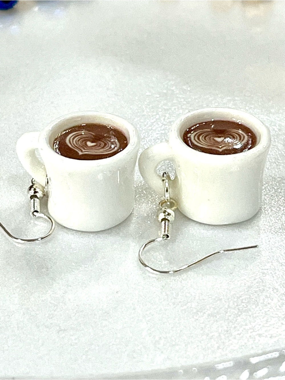 Coffee Cup Earrings with Latte Art